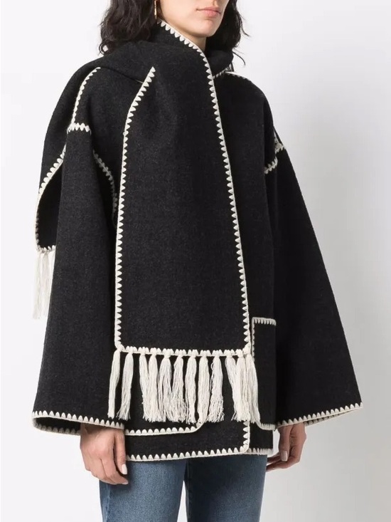 Toteme Jackets & Blazers - TOTEME Embroidered-Trim Scarf Wool-Blend Jacket